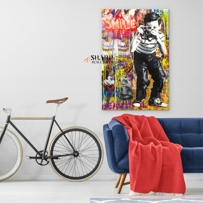 Banksy Smile Canvas Wall Art - SharpWallArts