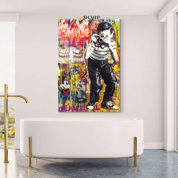 Banksy Smile Canvas Wall Art - SharpWallArts