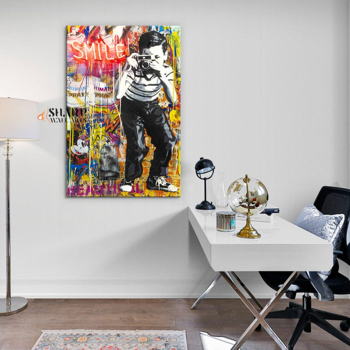 Banksy Smile Canvas Wall Art - SharpWallArts