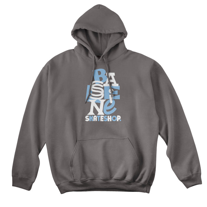 Baseline - New Stacked Logo Hood (Charcoal/Blue & White)