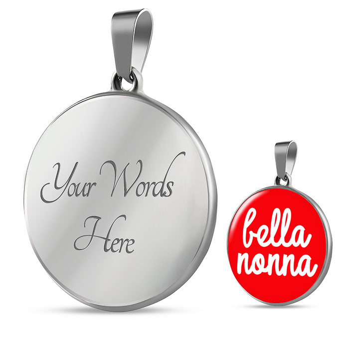 Bella Nonna with Red Circle Pendant Necklace in Gold & Stainless Steel