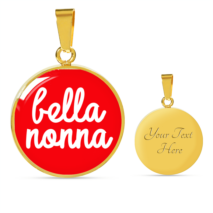 Bella Nonna with Red Circle Pendant Necklace in Gold & Stainless Steel