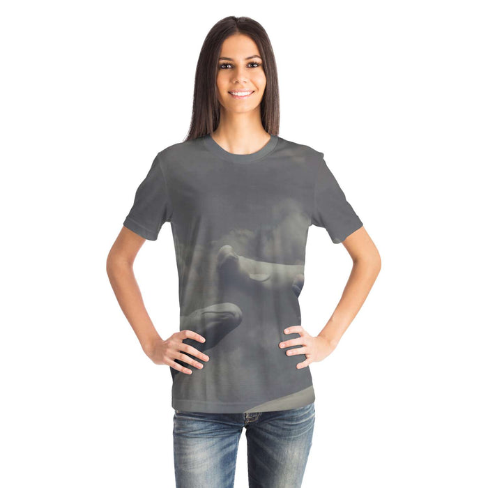 Beluga Dreams Whale Orca Deep Sea Ocean Fantasy Clouds Graphic Tee T-Shirt