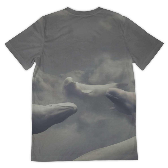Beluga Dreams Whale Orca Deep Sea Ocean Fantasy Clouds Graphic Tee T-Shirt