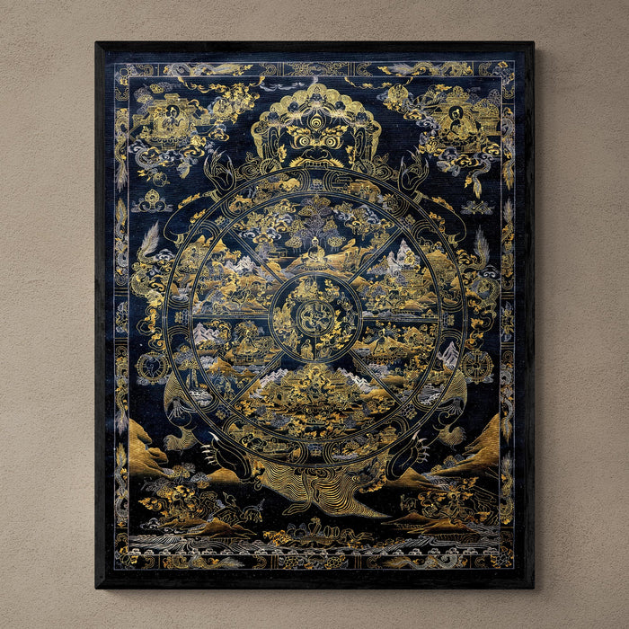 Bhavacakra Wheel of Life Tibetan Nepal Karma Cosmology | Vajrayana Meditation Thangka  Fine Art Print