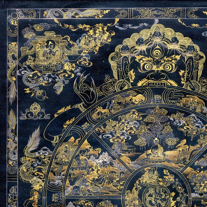 Bhavacakra Wheel of Life Tibetan Nepal Karma Cosmology | Vajrayana Meditation Thangka  Fine Art Print