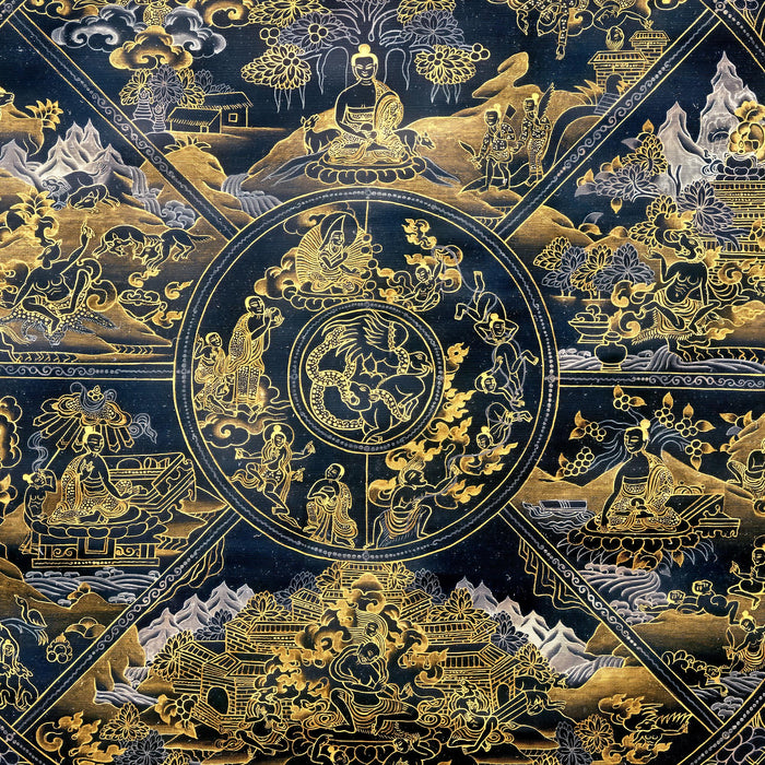 Bhavacakra Wheel of Life Tibetan Nepal Karma Cosmology | Vajrayana Meditation Thangka  Fine Art Print