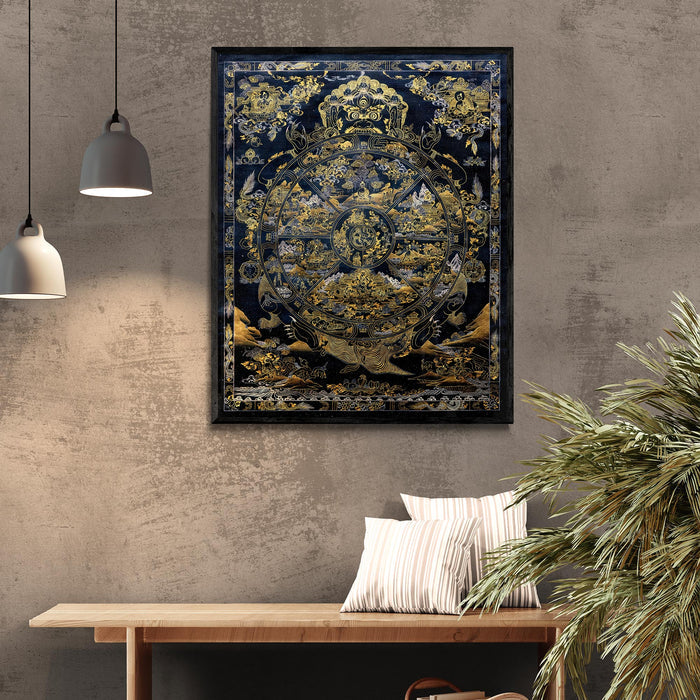 Bhavacakra Wheel of Life Tibetan Nepal Karma Cosmology | Vajrayana Meditation Thangka  Fine Art Print