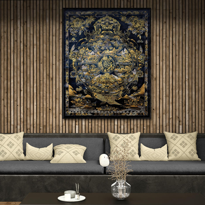 Bhavacakra Wheel of Life Tibetan Nepal Karma Cosmology | Vajrayana Meditation Thangka  Fine Art Print