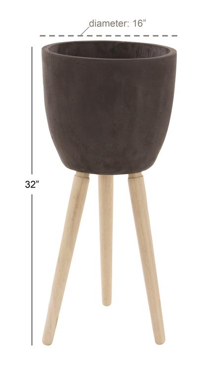 BLACK FIBER CLAY CONTEMPORARY PLANTER