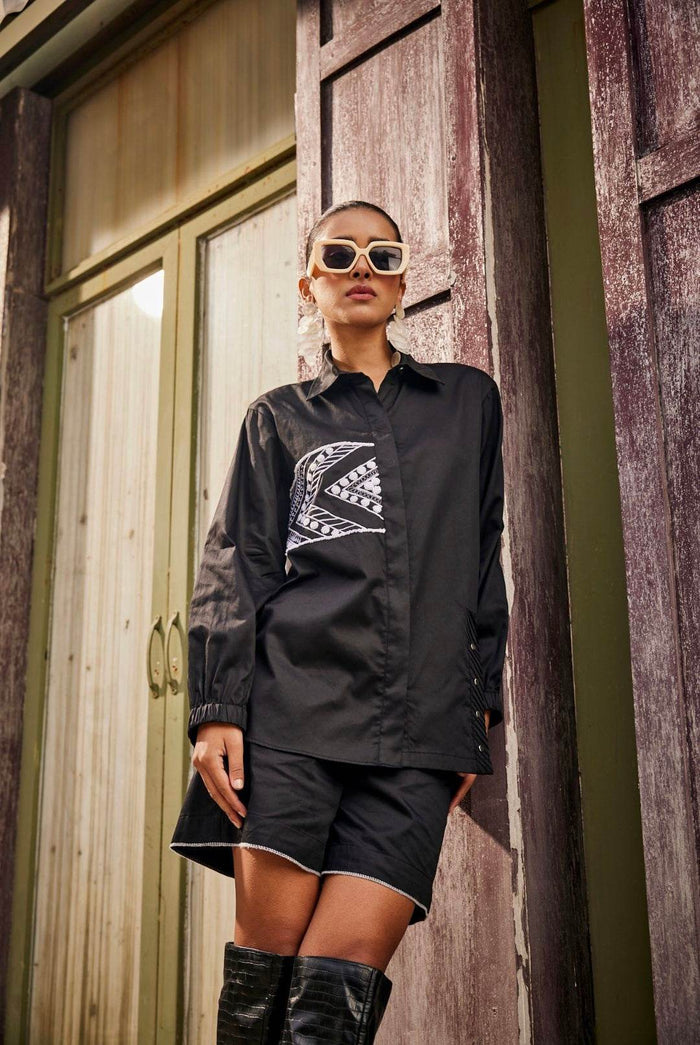 Black embroidered shirt Singapore