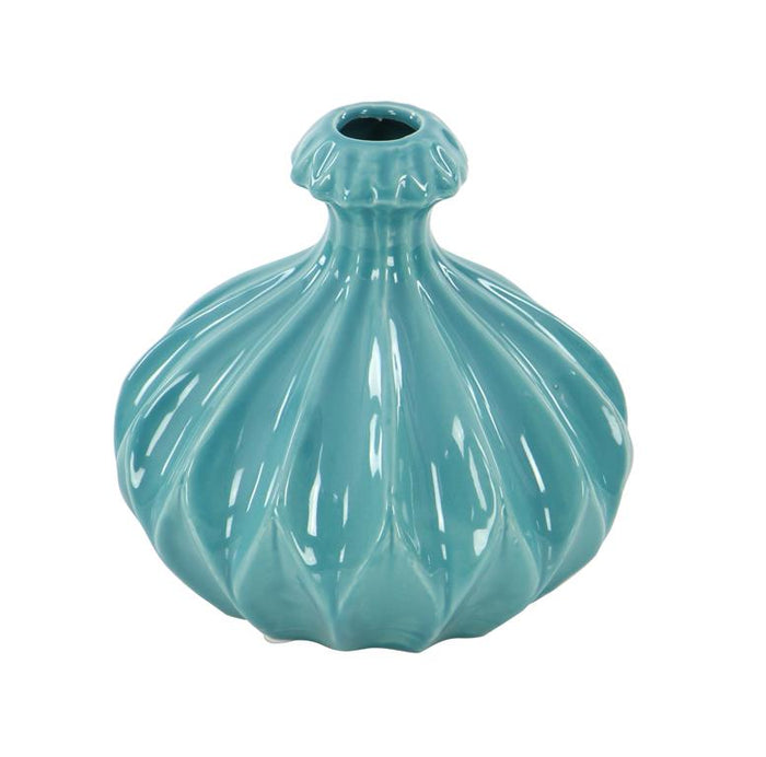 BLUE CERAMIC VASE WITH VARYING PATTERNS 1 PIECE