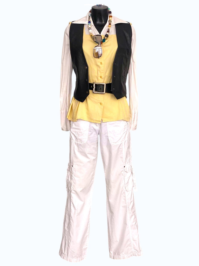 blusa smanicata gialla