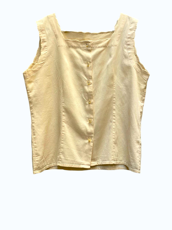 blusa smanicata gialla