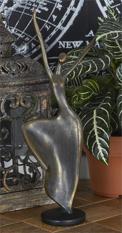 BRASS POLYSTONE DANCER SCULPTURE