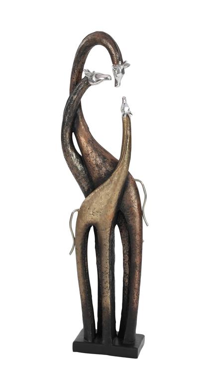 BRASS POLYSTONE GIRAFFE SCULPTURE