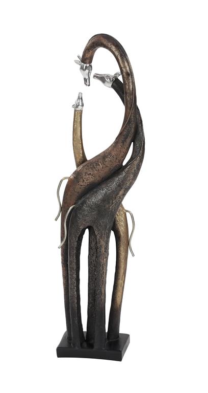 BRASS POLYSTONE GIRAFFE SCULPTURE