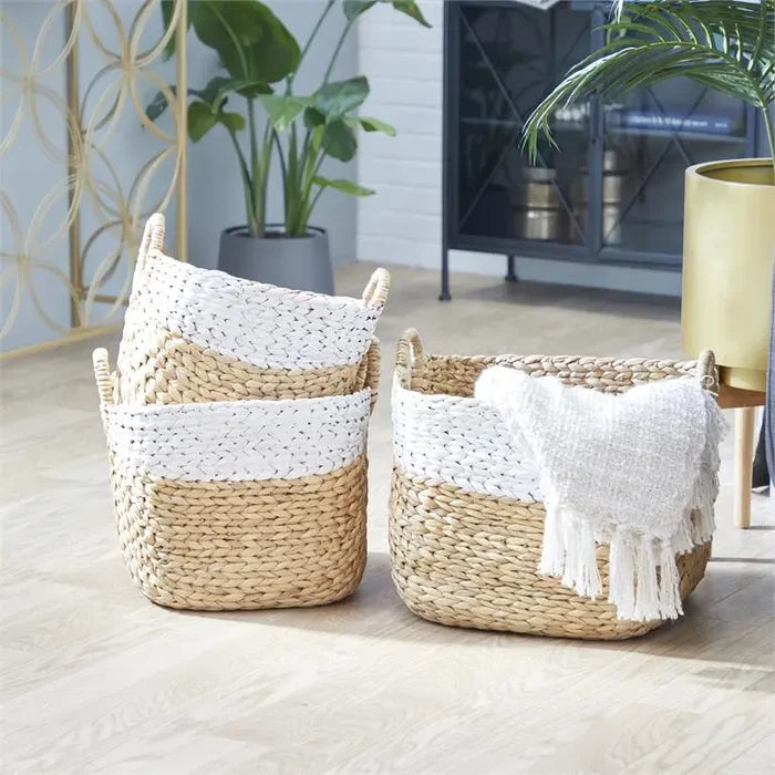 Brown Dried Plant Bohemian Storage Basket