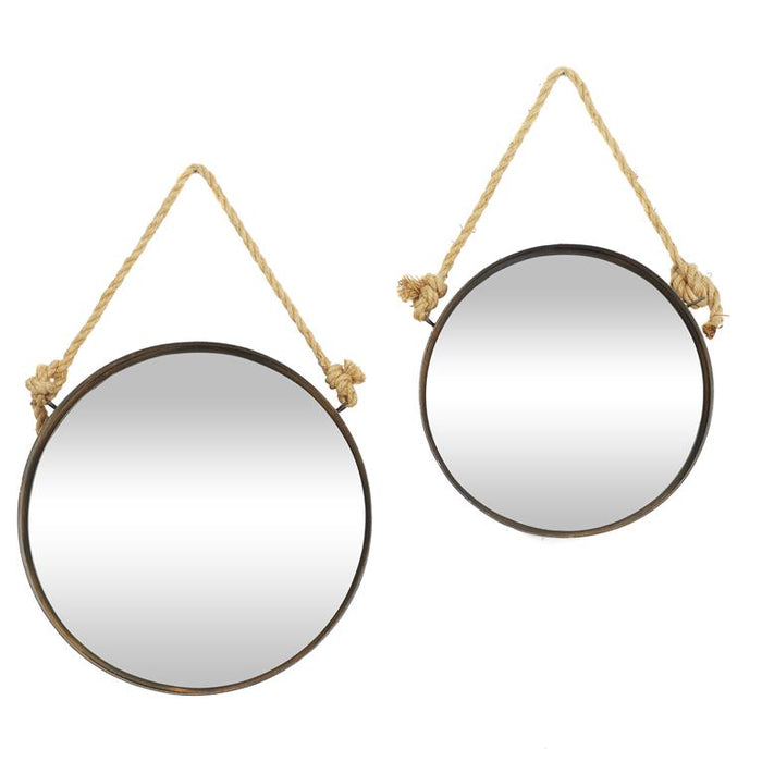 BROWN METAL INDUSTRIAL WALL MIRROR