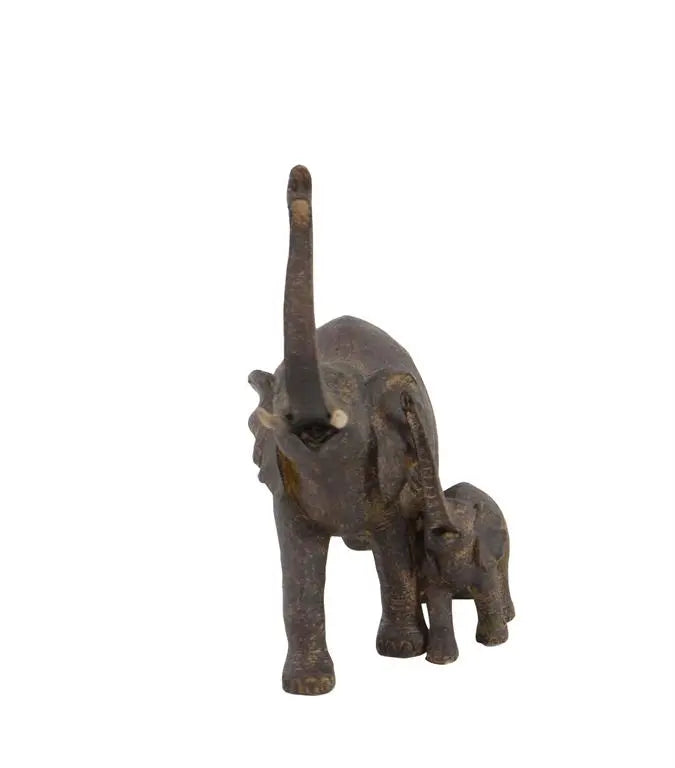 Brown Polystone Eclectic Elephant Sculpture