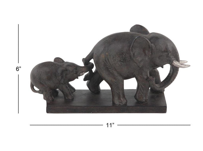 BROWN POLYSTONE ELEPHANT SCULPTURE