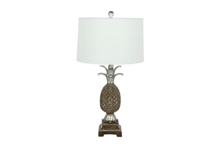 BROWN POLYSTONE FRUIT PINEAPPLE TABLE LAMP