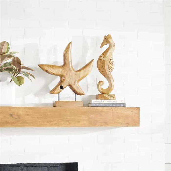 Brown Teak Wood Coastal Sea life Sculpture