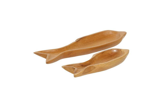 BROWN TEAK WOOD FISH HANDMADE TRAY