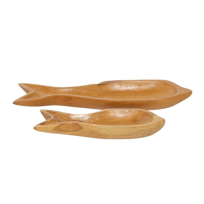 BROWN TEAK WOOD FISH HANDMADE TRAY