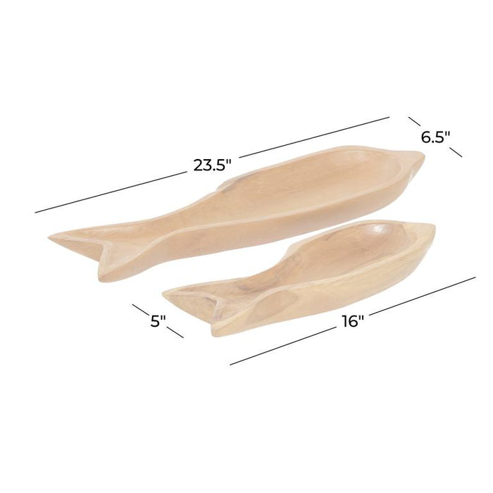 BROWN TEAK WOOD FISH HANDMADE TRAY