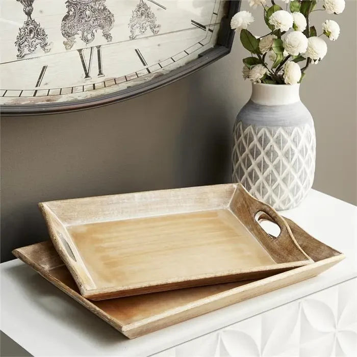 Brown Wood Traditional Tray