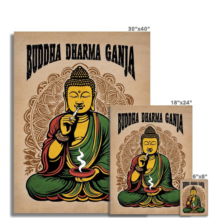 Buddha Dharma Ganja Buddhist Tantra | Weed Cannabis 420 Herbal Medicine Decor | Reggae Rasta Colors Giclée Fine Art Print