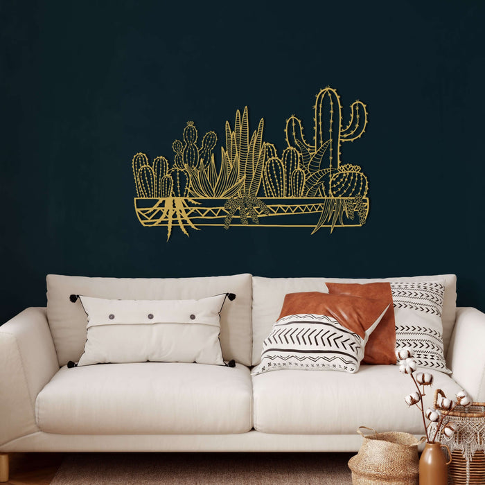 Cactus Metal Wall Art - Decor available at Dekadron for $189.90
