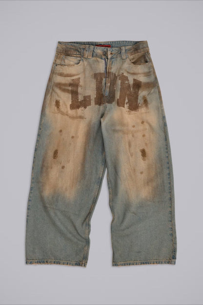 Chic Y2K Streetwear Washed Letter Print Jeans