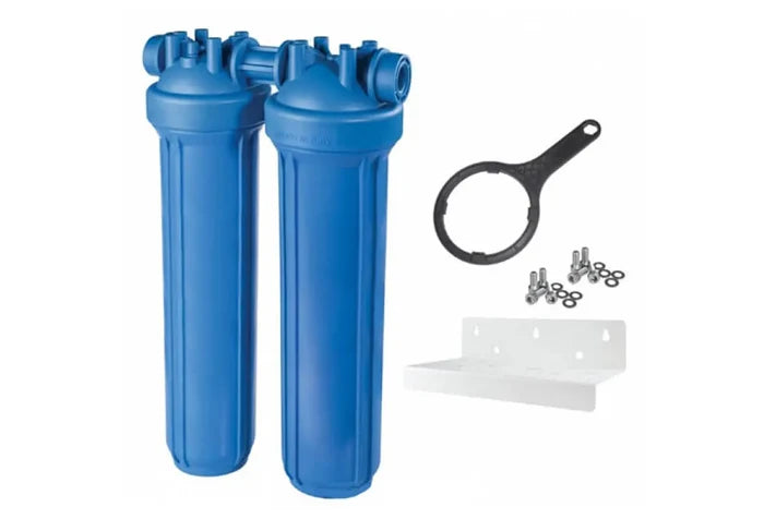 Carcasa para filtro BIG 20 azul - DUO 4.5"x20", 1-1/2" NPT