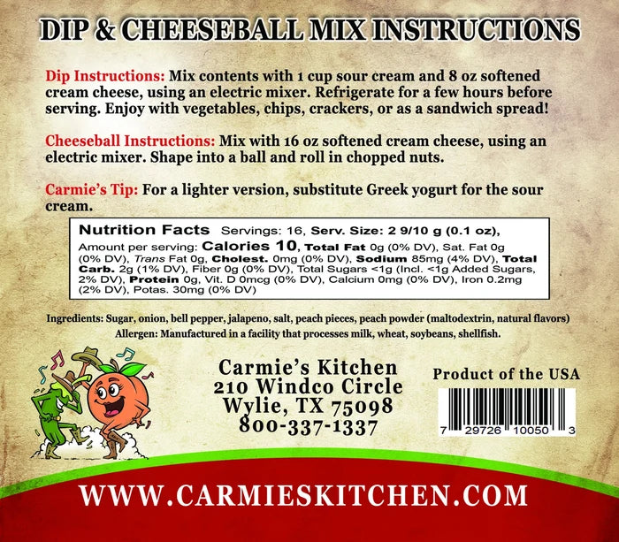 Carmie's Kitchen Japaleno Peach Dip & Cheeseball Mix