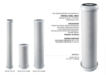 Cartucho de carbon activado en bloque 2.5" x 10" - 10 micras