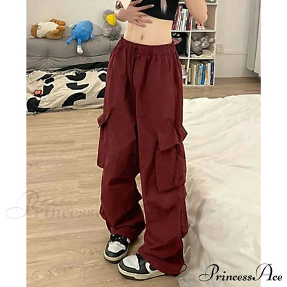 Casual Straight Wide Leg Pockets Joggers Trousers