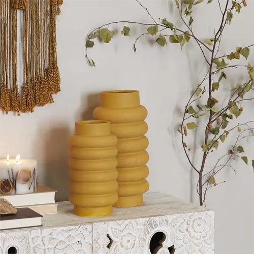 Ceramic Modern Ring Ribbing Vase,