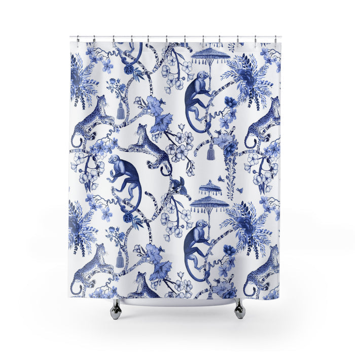Chinoiserie Monkey Umbrella Shower Curtain