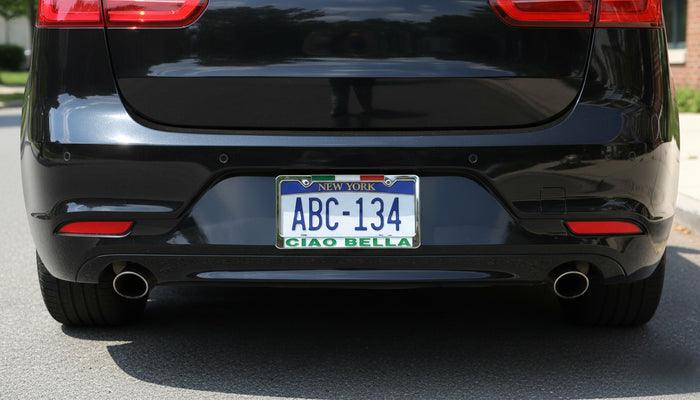Ciao Bella License Plate Silver Frame with Flag