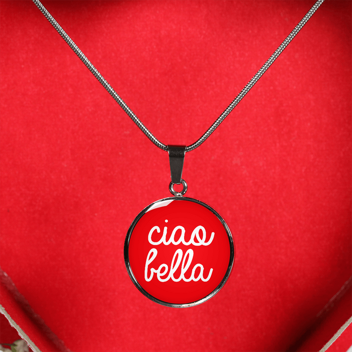 Ciao Bella with Red Circle Pendant Necklace