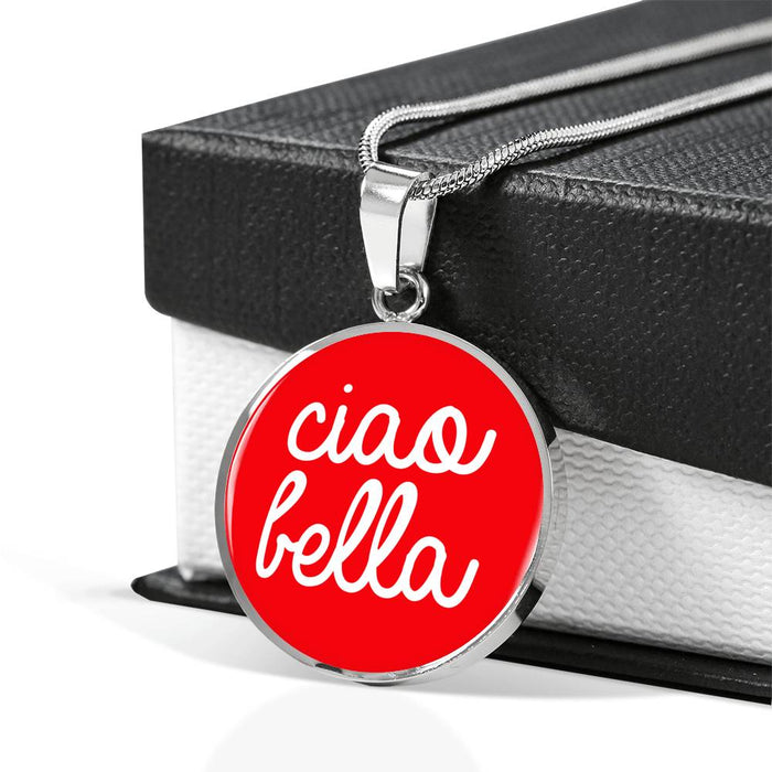 Ciao Bella with Red Circle Pendant Necklace