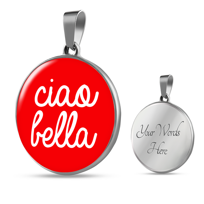 Ciao Bella with Red Circle Pendant Necklace