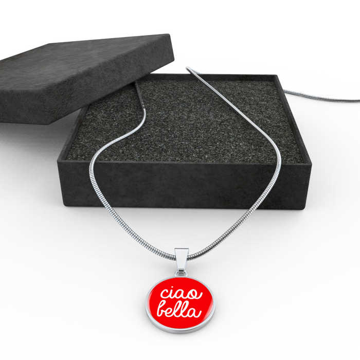 Ciao Bella with Red Circle Pendant Necklace