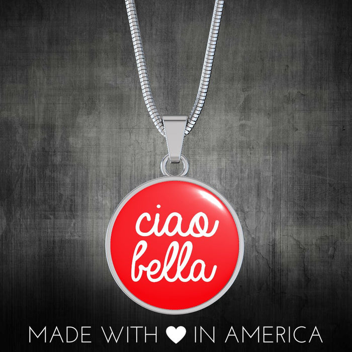 Ciao Bella with Red Circle Pendant Necklace