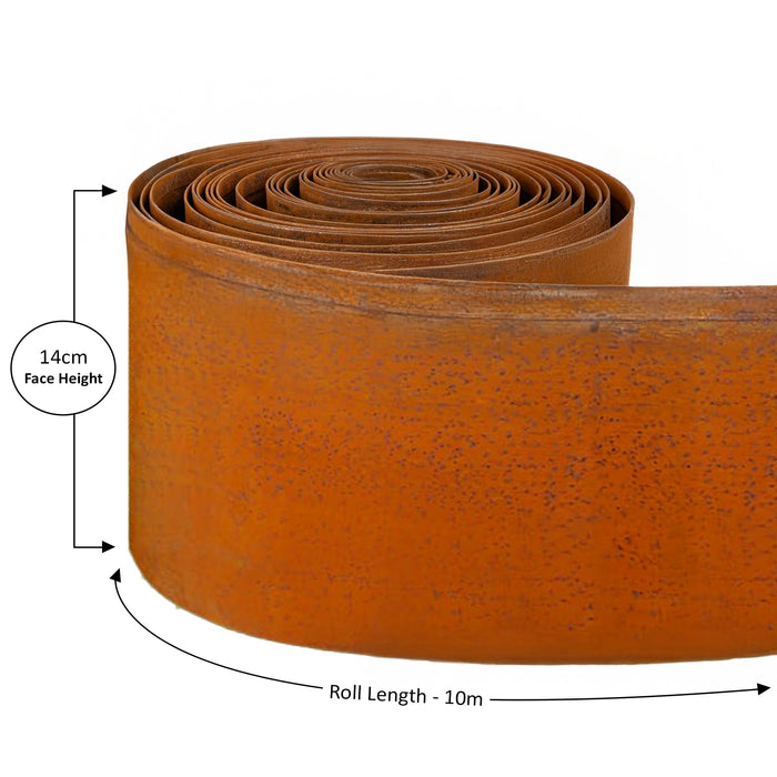 Corten Metal Lawn Edging Garden Border Roll - 5m / 10m