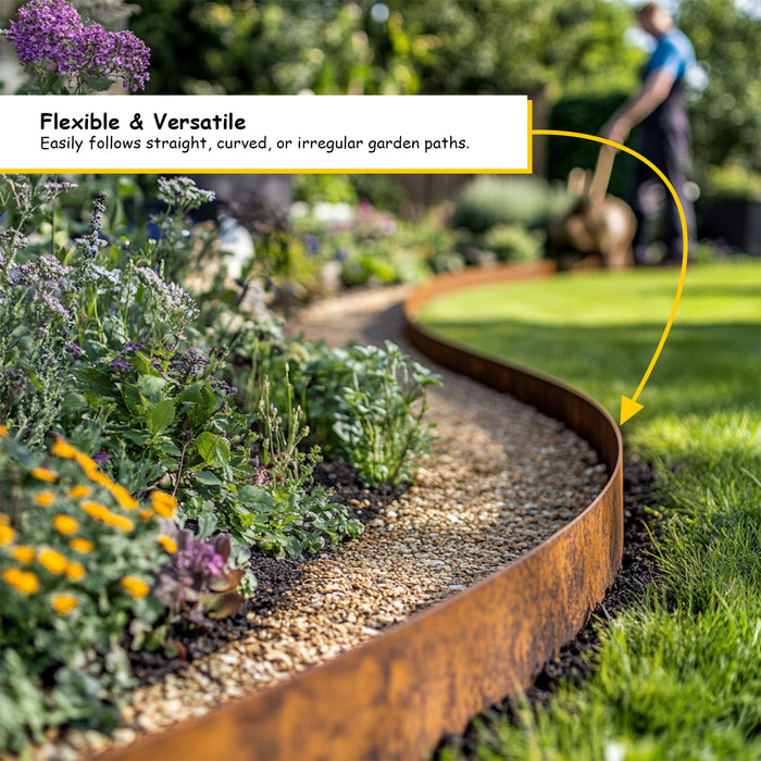 Corten Metal Lawn Edging Garden Border Roll - 5m / 10m