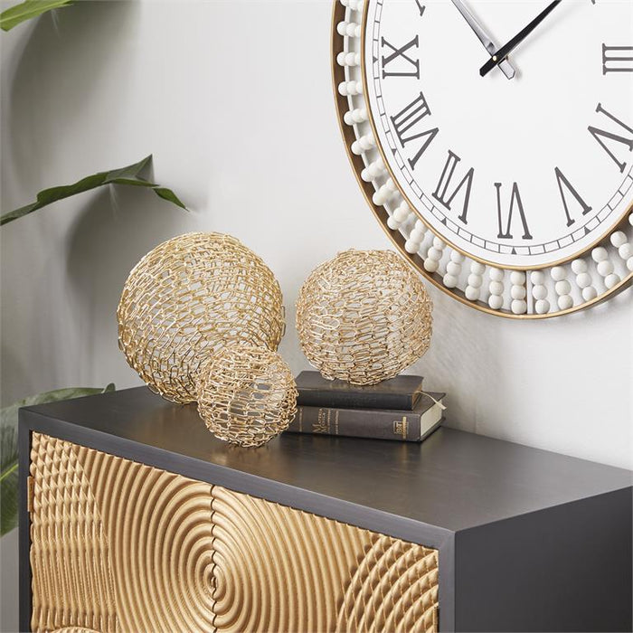 COSMOLIVING BY COSMOPOLITAN GOLD METAL GEOMETRIC SCULPTURE