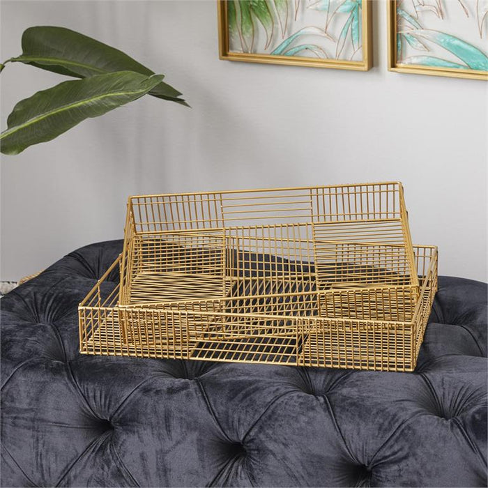 COSMOLIVING BY COSMOPOLITAN GOLD METAL WIRE TRAY